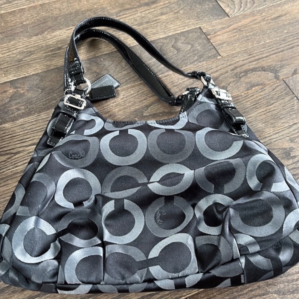 Coach Shoulder Bag Black Grey Patterned - Picture 2 of 6